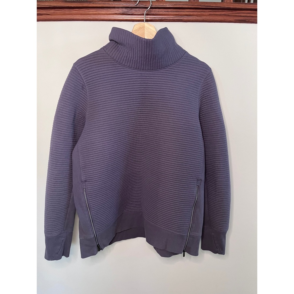 All In Motion Womens Quilted Mock Neck Sweatshirt Purple Side Zip XL